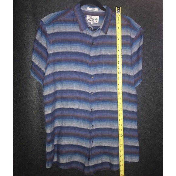 Rodd & Gunn Island Sports Fit Linen Button Up Shirt Men's Medium Blue Grey Purp - Picture 9 of 11